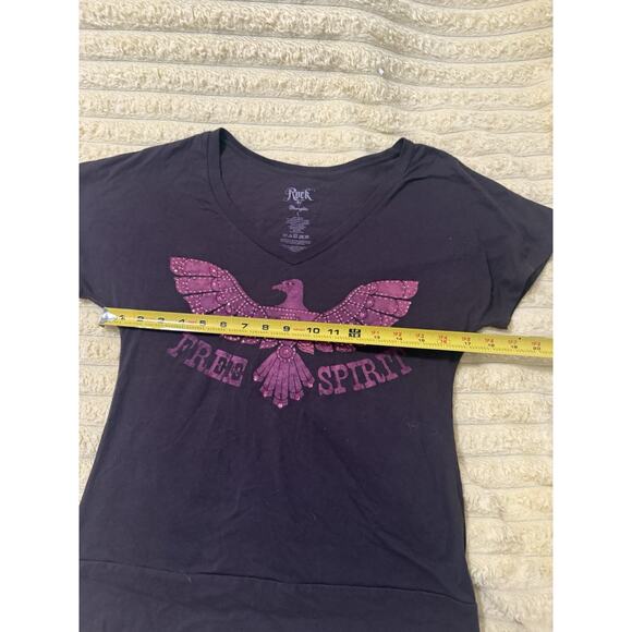 Women’s Wranglers Tee Brown Pink Fascia Embellished Bling free spirit Size Large - Picture 5 of 7
